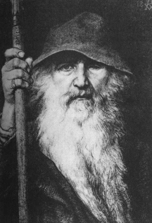 Odin en voyageur, illustration ancienne libre de droits