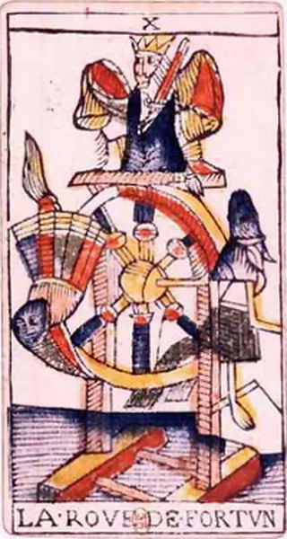Carte du tarot de Marseille : La Roue de Fortune